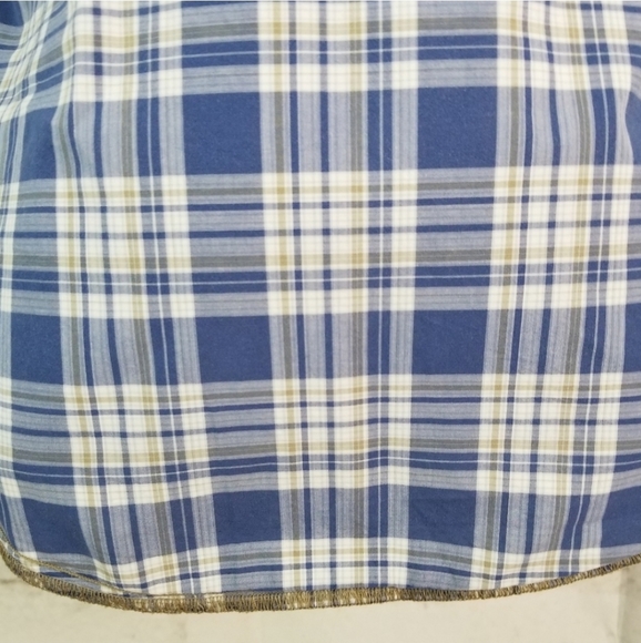 American Eagle S Blue Plaid Snap Closure Shirt - Picture 9 of 12